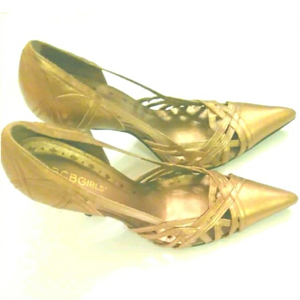 BCBGMAXZARIA Gold Leather Pumps. Pre-owned